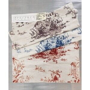 Spectrum Fabric Swatches Set of 3 Toile de Jouy Cotton-Linen Blend New w/ Tag